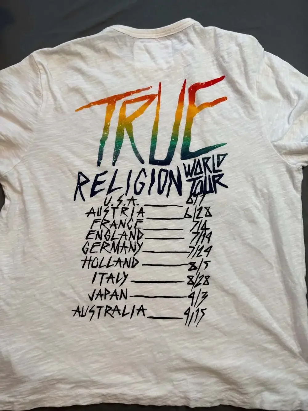 True Religion World Tour Cobra Snake Graphic T Shirt White XL Reggae T